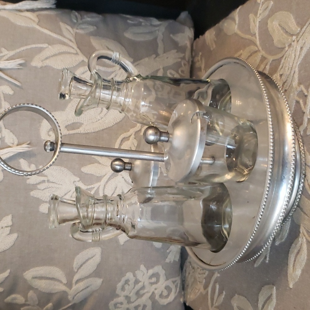 Vintage Aluminum Cruet Condiment Caddy Spinning by Buenilum - Picture 2 of 6